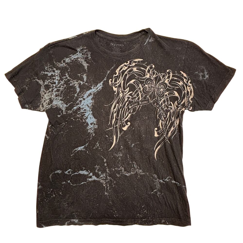 Vintage Decoded T Shirt Large Black Acid Wash Gothic Saint Xzabr Made in USA